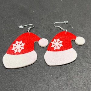 Earrings Santa hat vegan leather